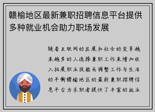 赣榆地区最新兼职招聘信息平台提供多种就业机会助力职场发展